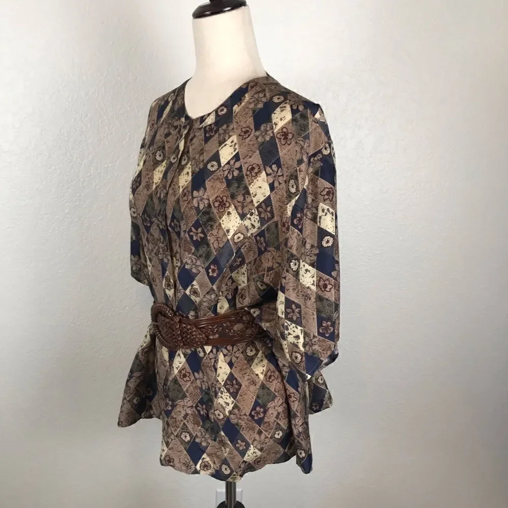Vintage Y2K 100% silk button up blouse 22‎